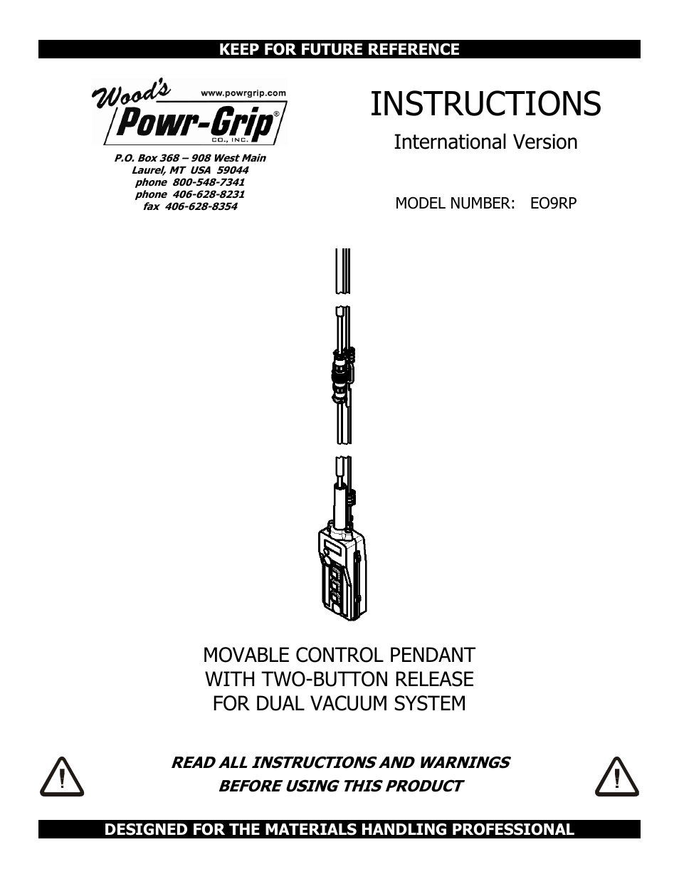 Wood’s Powr-Grip EO9RP User Manual | 9 pages