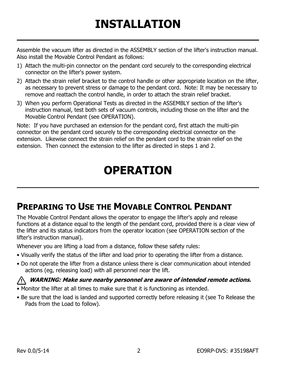 Installation, Operation | Wood’s Powr-Grip EO9RP User Manual | Page 4 / 9