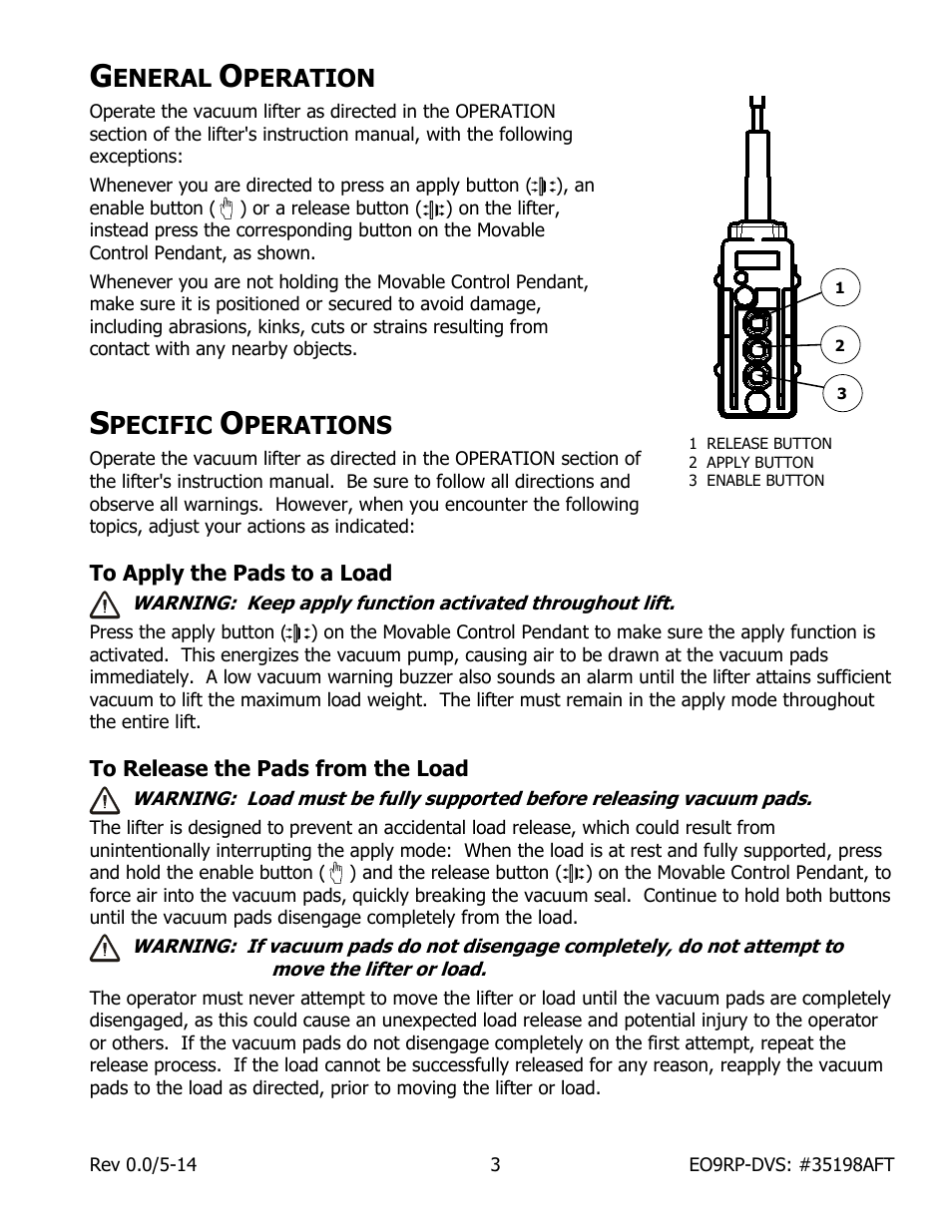 Eneral, Peration, Pecific | Perations | Wood’s Powr-Grip EO9RP User Manual | Page 5 / 9