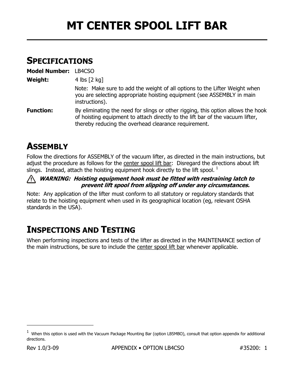 Wood’s Powr-Grip LB4CSO User Manual | 1 page