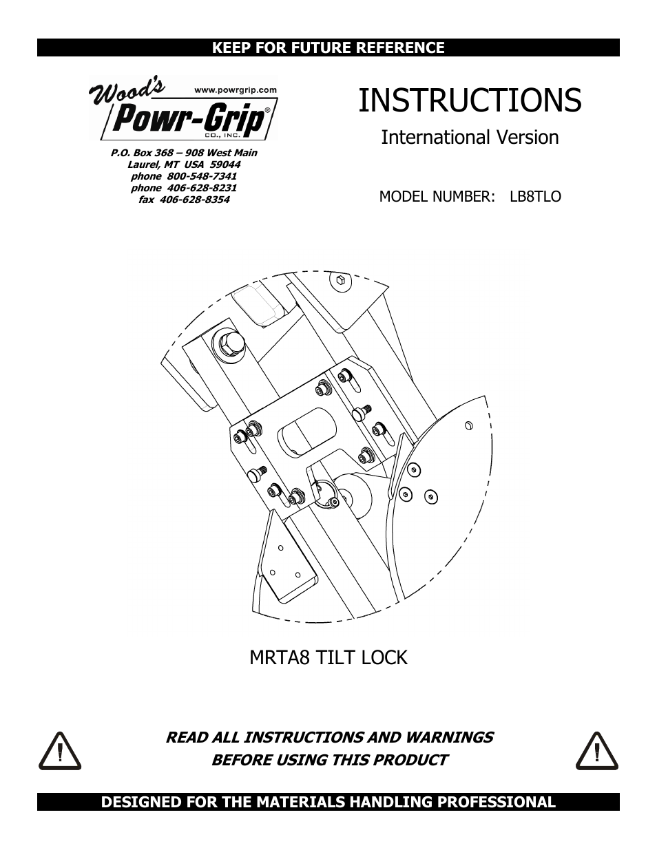 Wood’s Powr-Grip LB8TLO User Manual | 8 pages