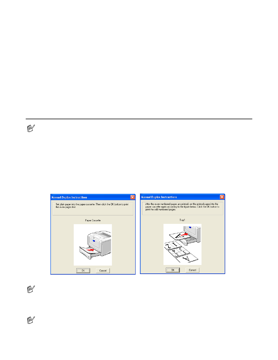 Duplex printing, Guidelines for printing on both sides of the paper, Manual duplex printing from the paper tray | Duplex printing -43, Manual duplex printing from the paper tray -43 | Brother HL-5150D User Manual | Page 50 / 143