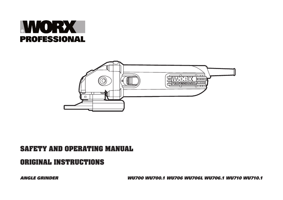 WORX WU706 115mm 710W Angle Grinder 240V User Manual | 20 pages