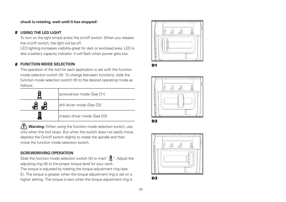 WORX WU288 12V 1.3 Ah Lithium Ion 3 in 1 Impact Driver User Manual | Page 11 / 16