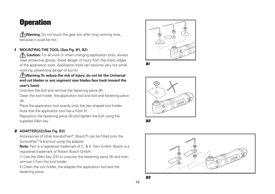 Operation | WORX WU675 12V 1.3 Ah Lithium Ion Sonicrafter User Manual | Page 10 / 16