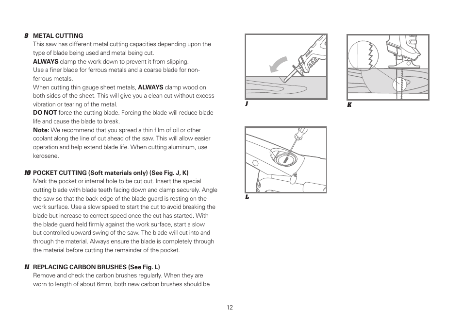 WORX WU407 1400W vibrafree Reciprocating Saw 240V User Manual | Page 12 / 16