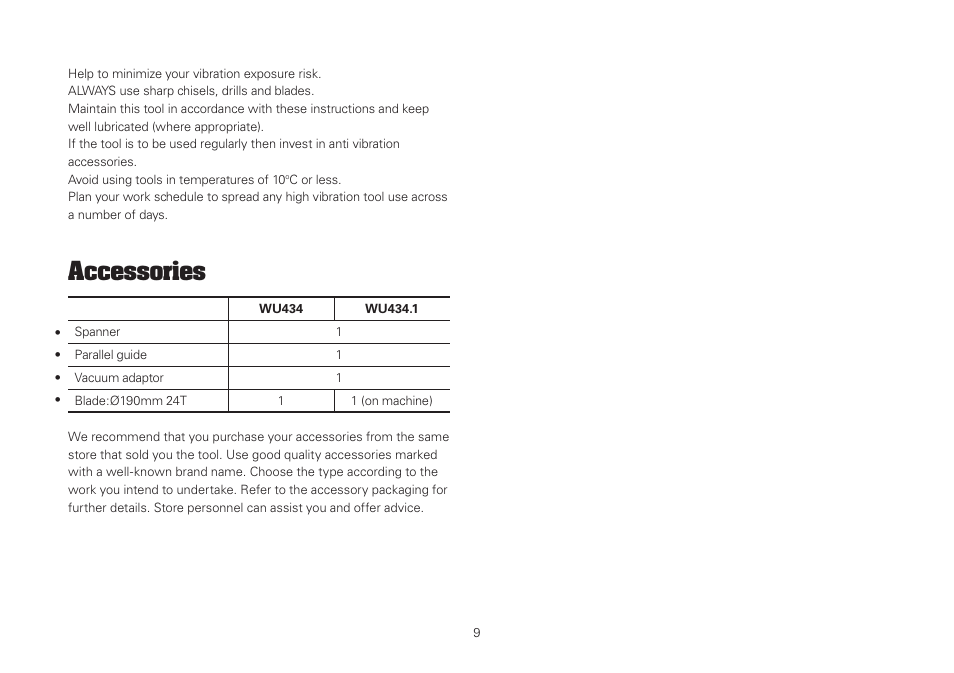 Accessories | WORX WU434.1 1500W 190mm Circular Saw 240V User Manual | Page 9 / 16