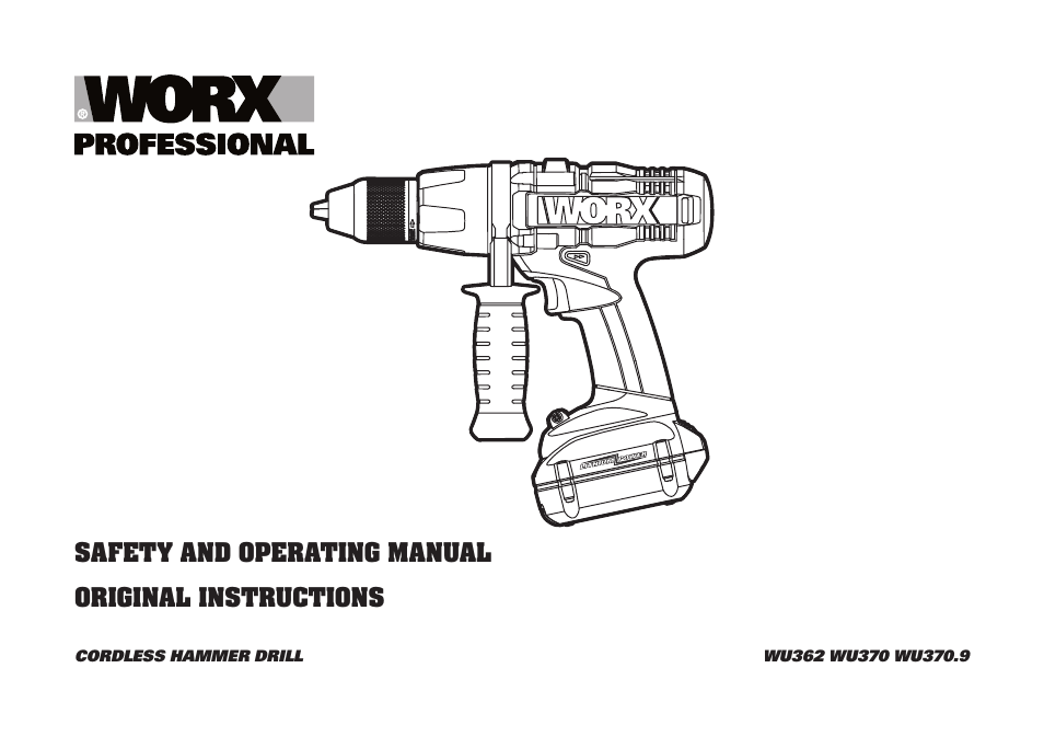 WORX WU370 18V 2.6 Ah Lithium Ion Cordless Hammer Drill User Manual | 16 pages