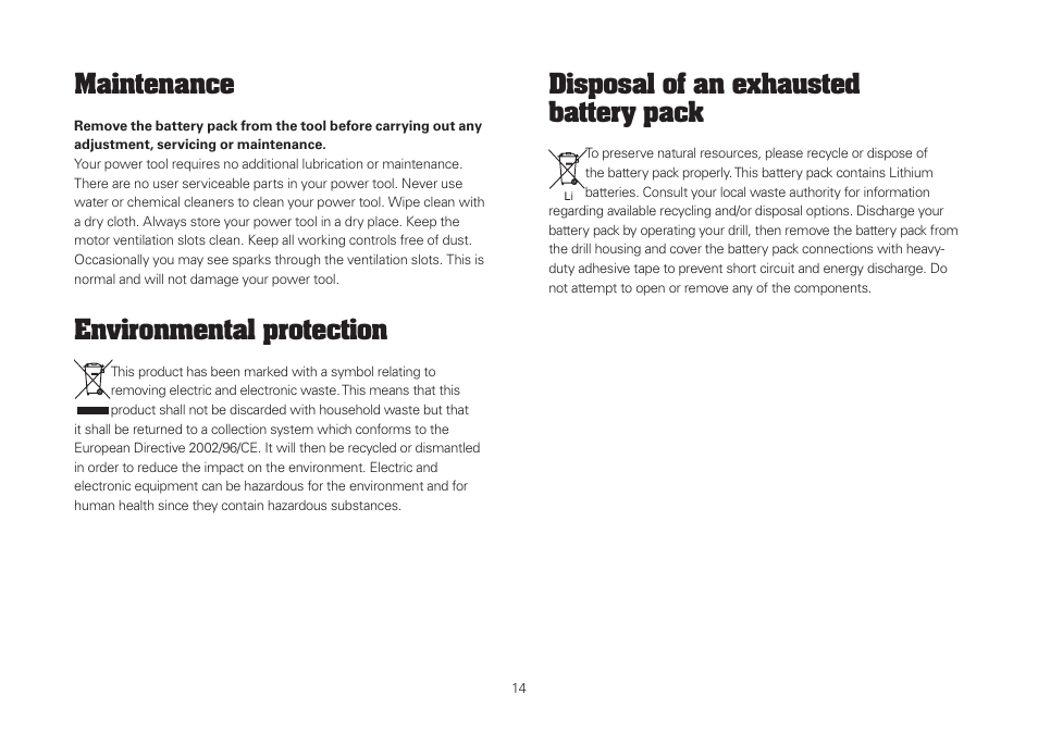 WORX WU370 18V 2.6 Ah Lithium Ion Cordless Hammer Drill User Manual | Page 14 / 16