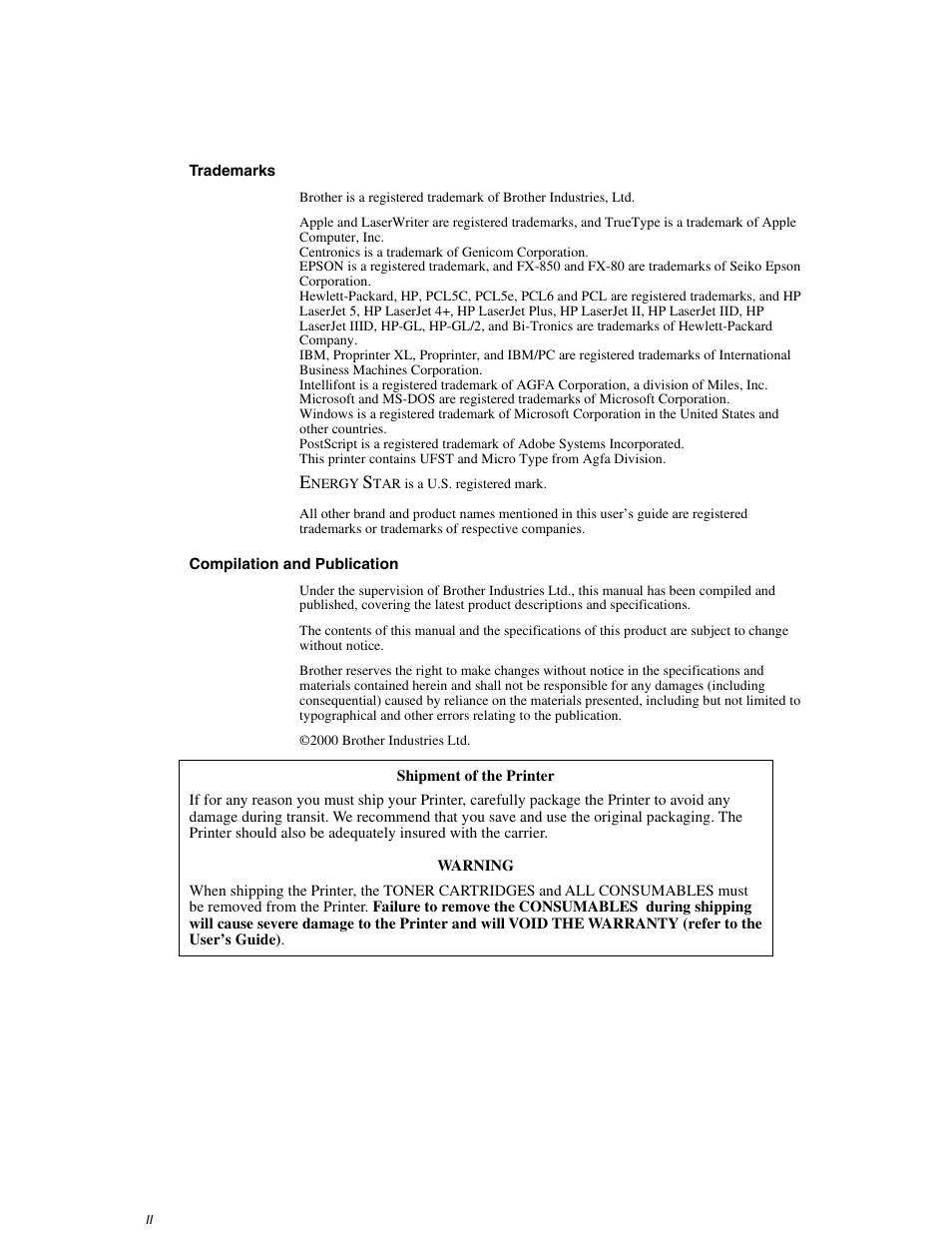 Brother HL-3260N User Manual | Page 2 / 276