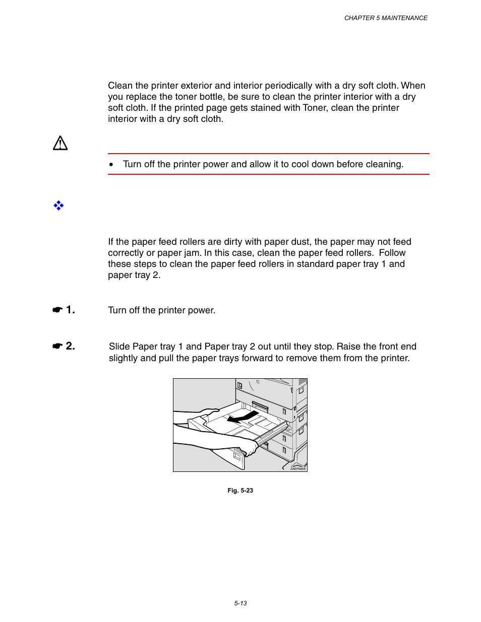 Cleaning, Cleaning the paper feed roller, Cleaning -13 | Brother HL-3260N User Manual | Page 201 / 276