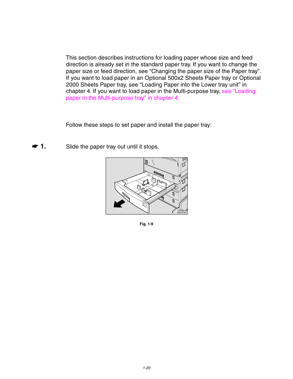 Loading paper in the standard paper tray, Loading paper in the standard paper tray -20 | Brother HL-3260N User Manual | Page 44 / 276