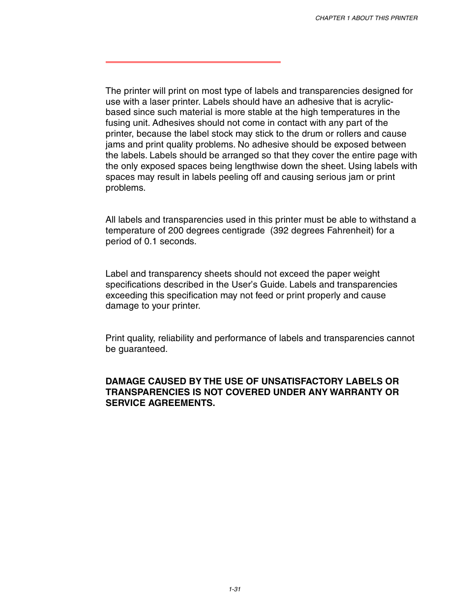 Labels and transparencies, See “labels and transparencies | Brother HL-3260N User Manual | Page 55 / 276