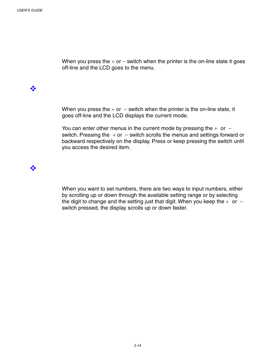 Switch, To display menus in the current mode, To set numbers | Switch -14 | Brother HL-3260N User Manual | Page 98 / 276