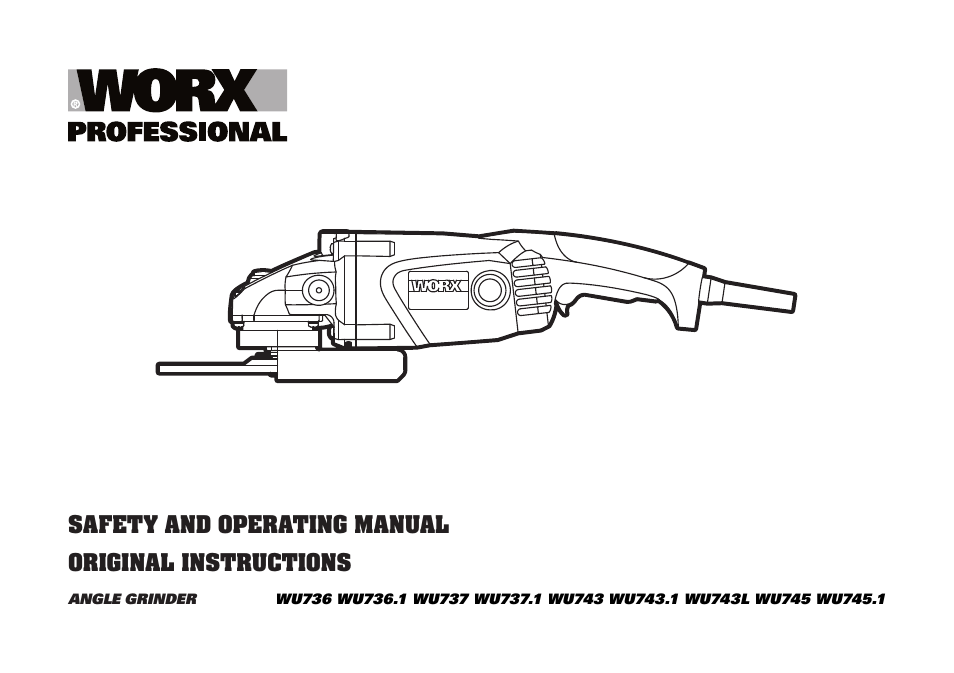 WORX WU743 230mm 2000W Angle Grinder 240V User Manual | 20 pages