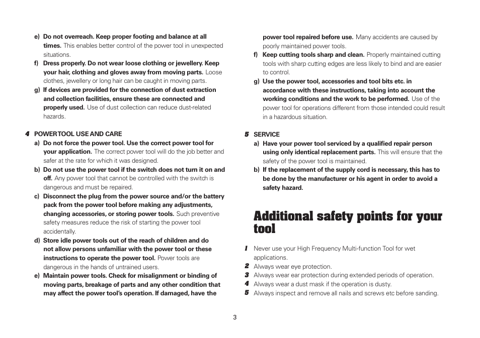 Additional safety points for your tool | WORX WU670L 250W Sonicrafter 110V User Manual | Page 3 / 16
