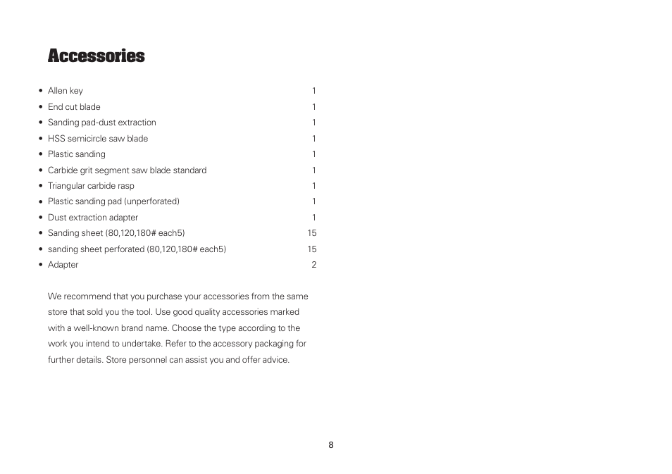 Accessories | WORX WU670L 250W Sonicrafter 110V User Manual | Page 8 / 16