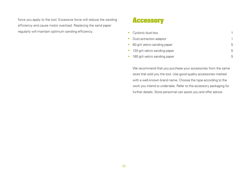 Accessory | WORX WU651 300W vibrafree Rotary Sander 125mm 240V User Manual | Page 15 / 20