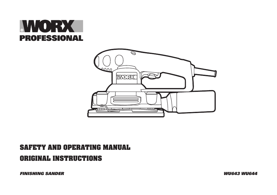 WORX WU644 300W 1/3 Sheet Finishing Sander 240V User Manual | 16 pages