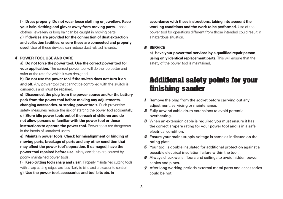 Additional safety points for your finishing sander | WORX WU644 300W 1/3 Sheet Finishing Sander 240V User Manual | Page 3 / 16
