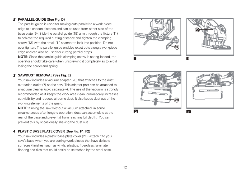 WORX WU420 400W VERSACUT Saw User Manual | Page 12 / 24