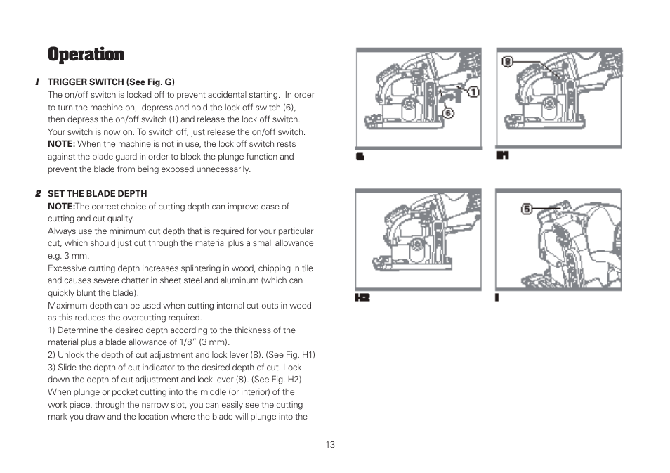 Operation | WORX WU420 400W VERSACUT Saw User Manual | Page 13 / 24