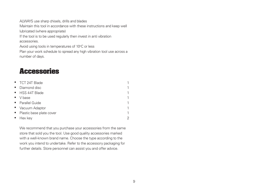 Accessories | WORX WU420 400W VERSACUT Saw User Manual | Page 9 / 24