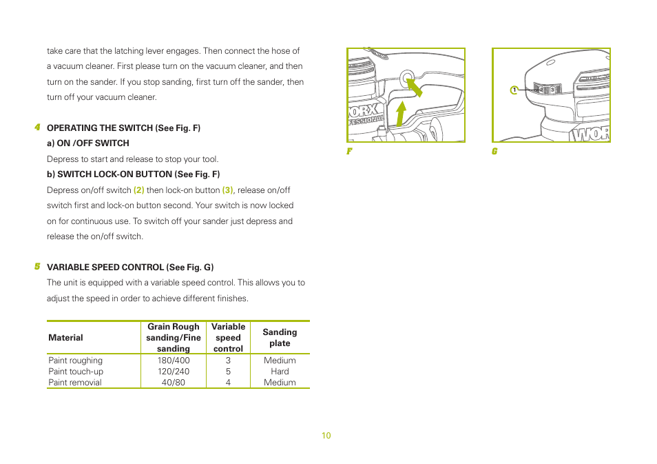 WORX WU654 400W vibrafree Rotary Sander 150mm 240V User Manual | Page 10 / 16