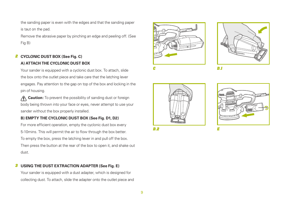 WORX WU654 400W vibrafree Rotary Sander 150mm 240V User Manual | Page 9 / 16