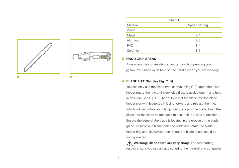 WORX WU469 600W Contour Jigsaw 240V User Manual | Page 11 / 20