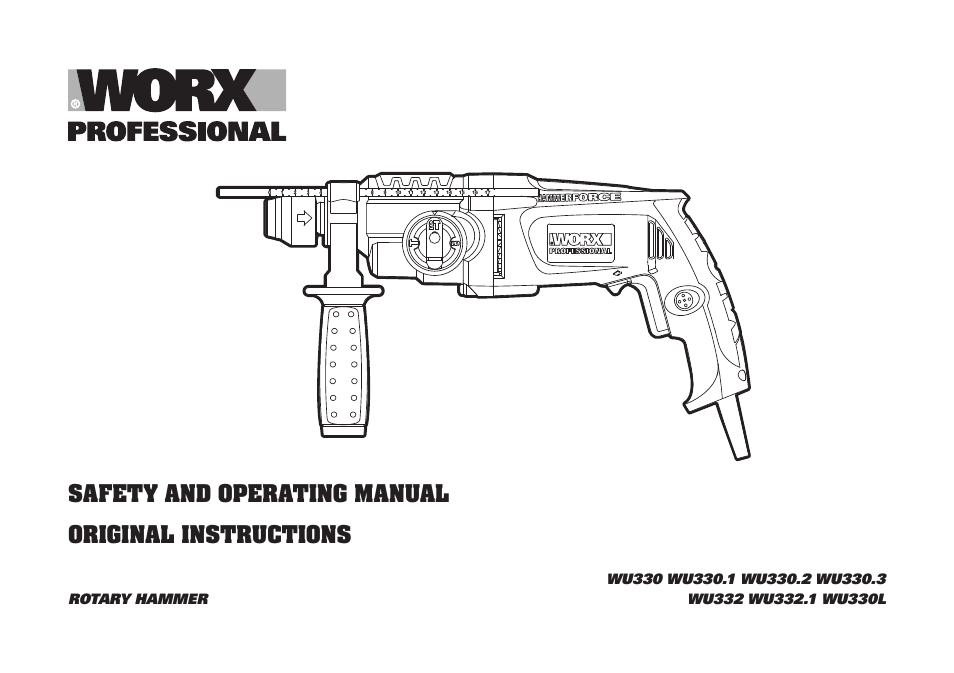 WORX WU330 710W SDS Hammer Drill 240V User Manual | 16 pages