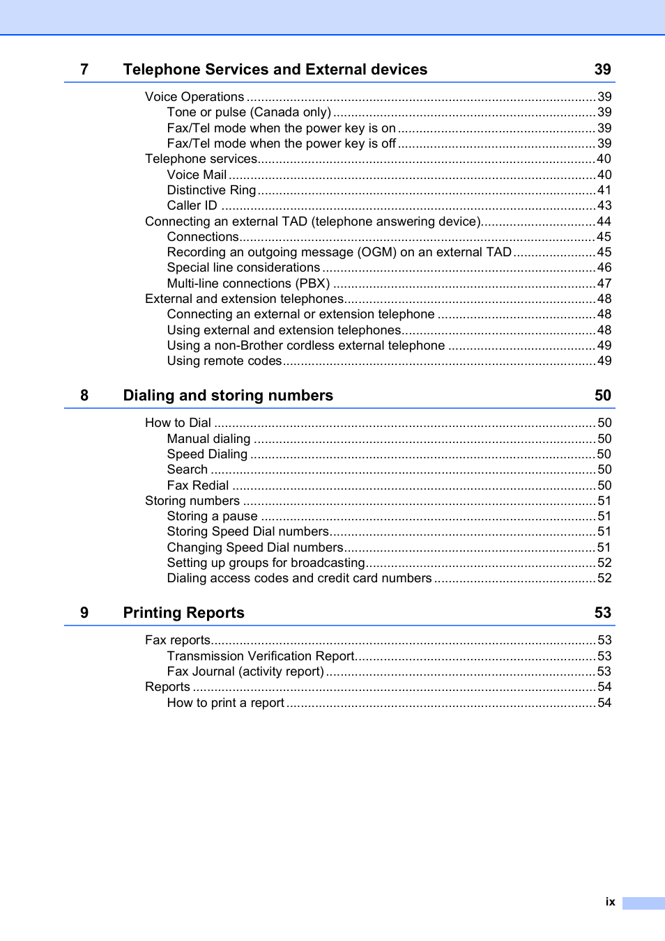 Brother VERSION 0 MFC-250C User Manual | Page 11 / 168