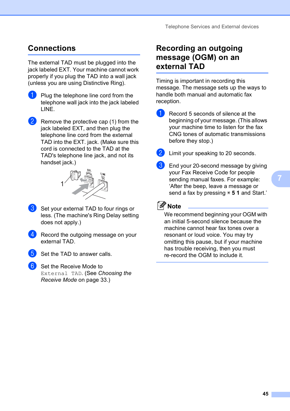 Connections, 7connections | Brother VERSION 0 MFC-250C User Manual | Page 59 / 168