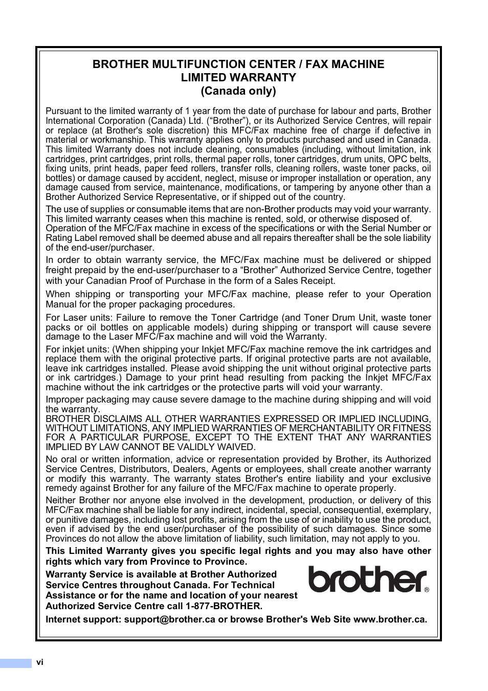 Brother VERSION 0 MFC-250C User Manual | Page 8 / 168