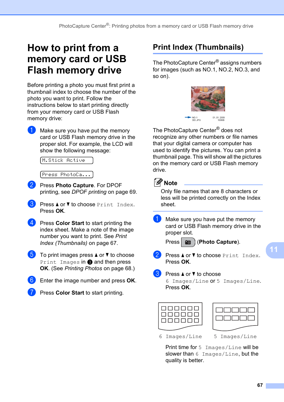 Print index (thumbnails) | Brother VERSION 0 MFC-250C User Manual | Page 81 / 168