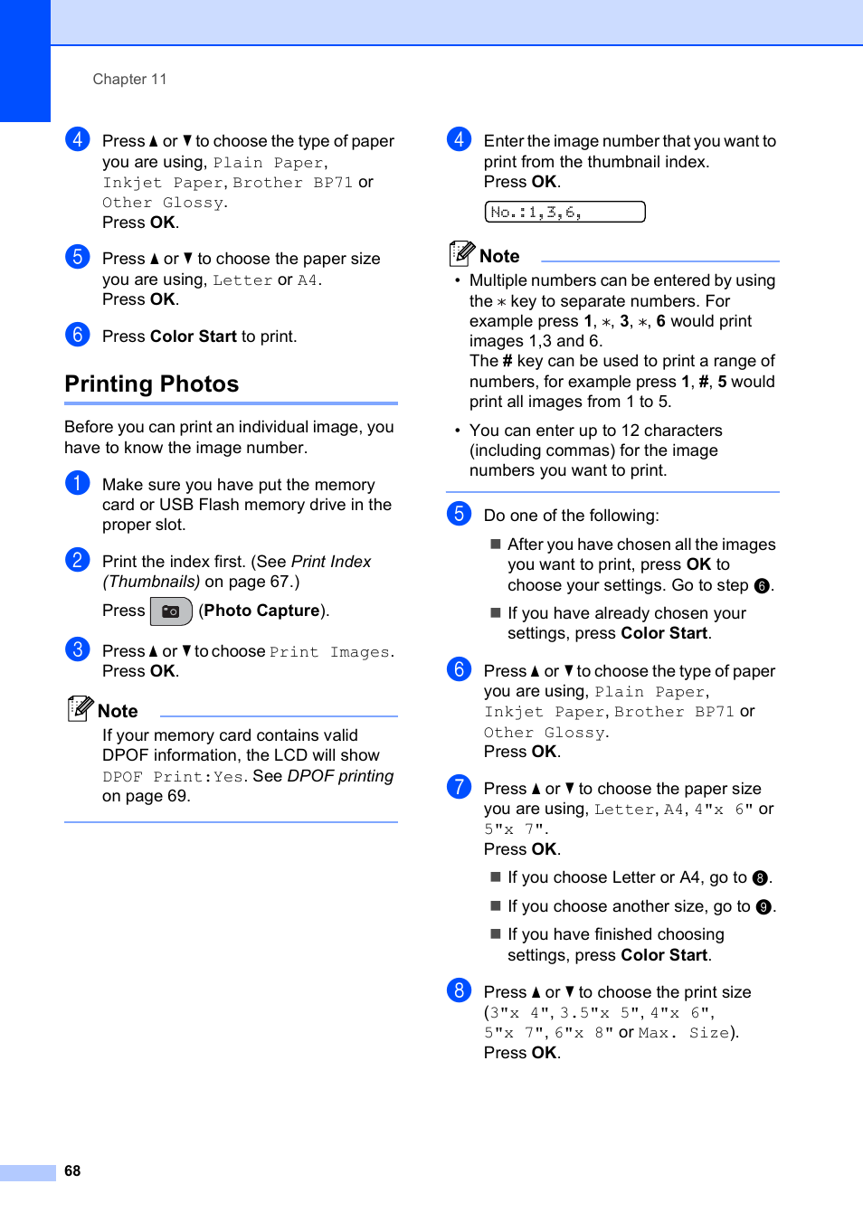 Printing photos | Brother VERSION 0 MFC-250C User Manual | Page 82 / 168