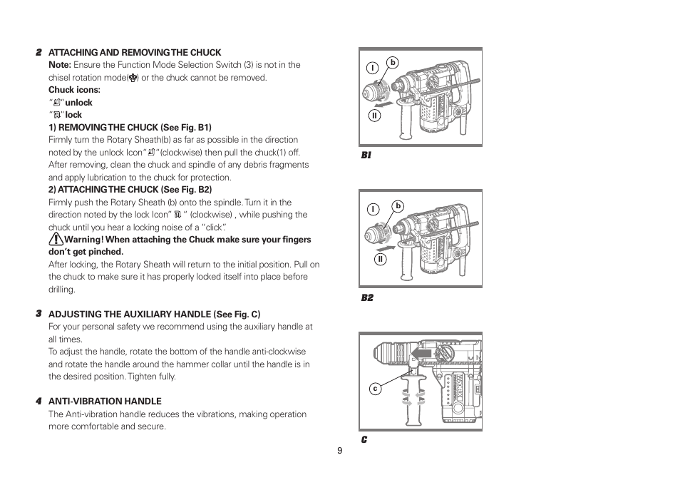 WORX WU334L 900W SDS Rotary Hammer Drill 110V User Manual | Page 9 / 16