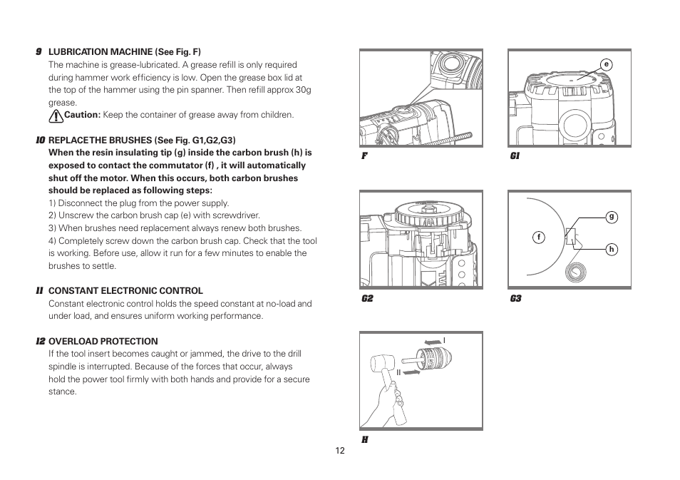 WORX WU334 900W SDS Rotary Hammer Drill 240V User Manual | Page 12 / 16