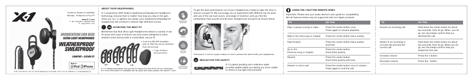 X-1 (H2O Audio) MM-EB1-BK User Manual | 2 pages