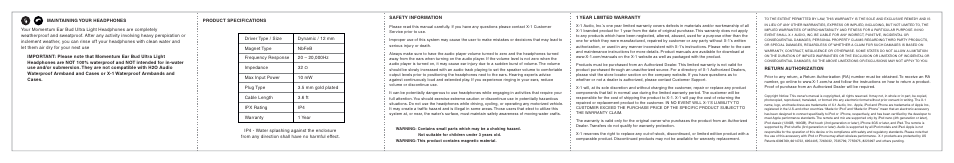X-1 (H2O Audio) MM-EB1-BK User Manual | Page 2 / 2