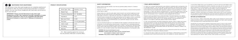 X-1 (H2O Audio) MM-IE1-BK User Manual | Page 2 / 2
