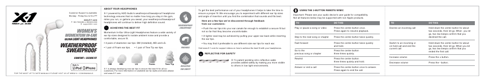 X-1 (H2O Audio) MM-IE1-WE User Manual | 2 pages