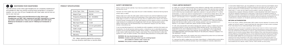X-1 (H2O Audio) MM-IE1-WE User Manual | Page 2 / 2