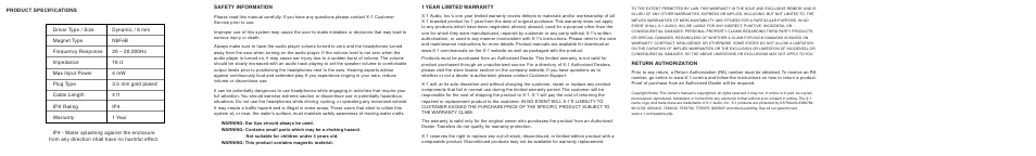 X-1 (H2O Audio) MM-CM1-BK User Manual | Page 2 / 2