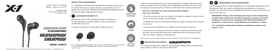 X-1 (H2O Audio) MM-SP1-BK User Manual | 2 pages