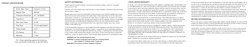 X-1 (H2O Audio) MM-SP1-TL User Manual | Page 2 / 2