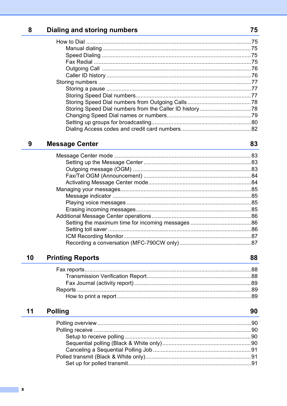 Brother MFC-790CW User Manual | Page 12 / 240