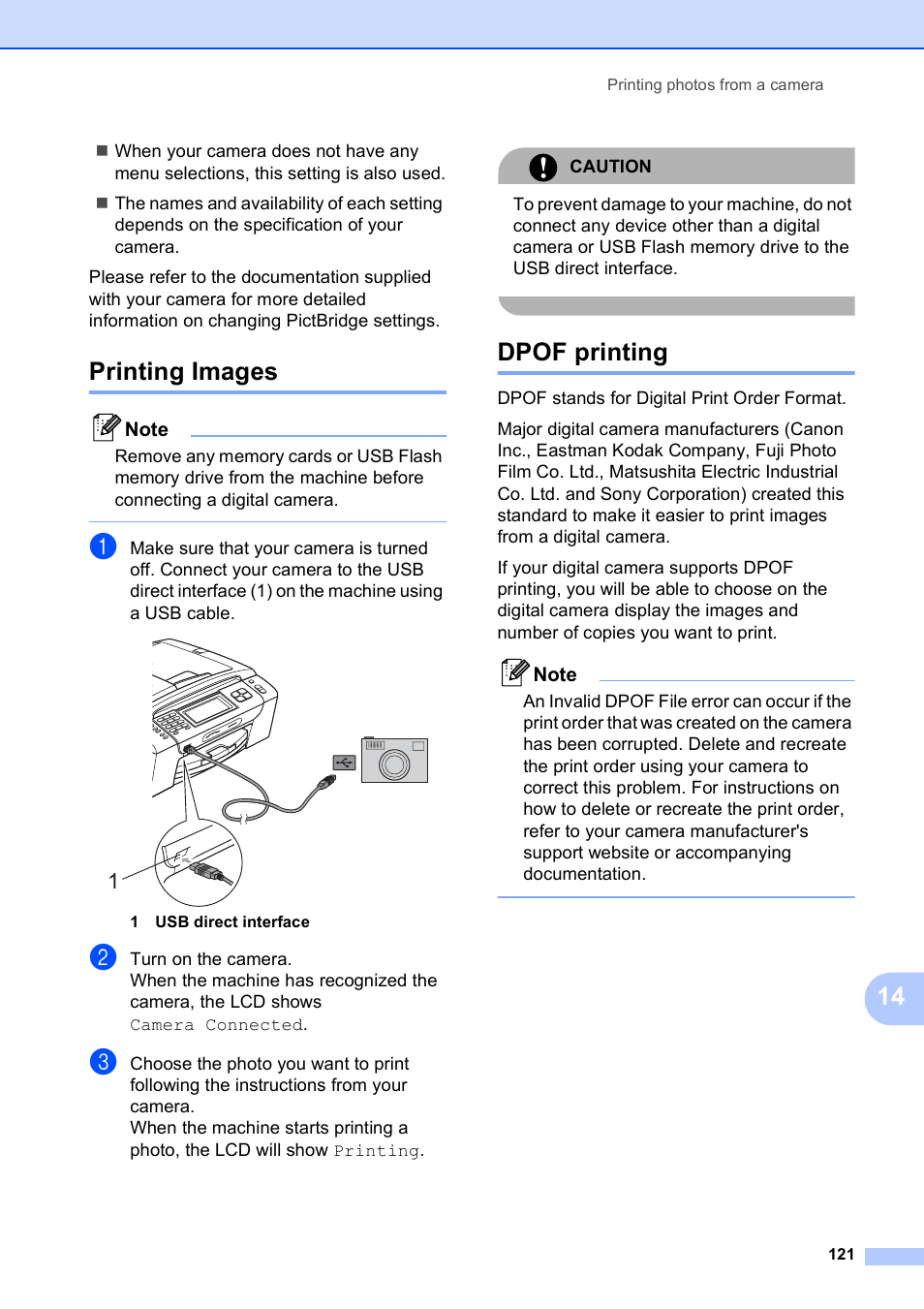 Printing images, Dpof printing, Printing images dpof printing | Brother MFC-790CW User Manual | Page 137 / 240