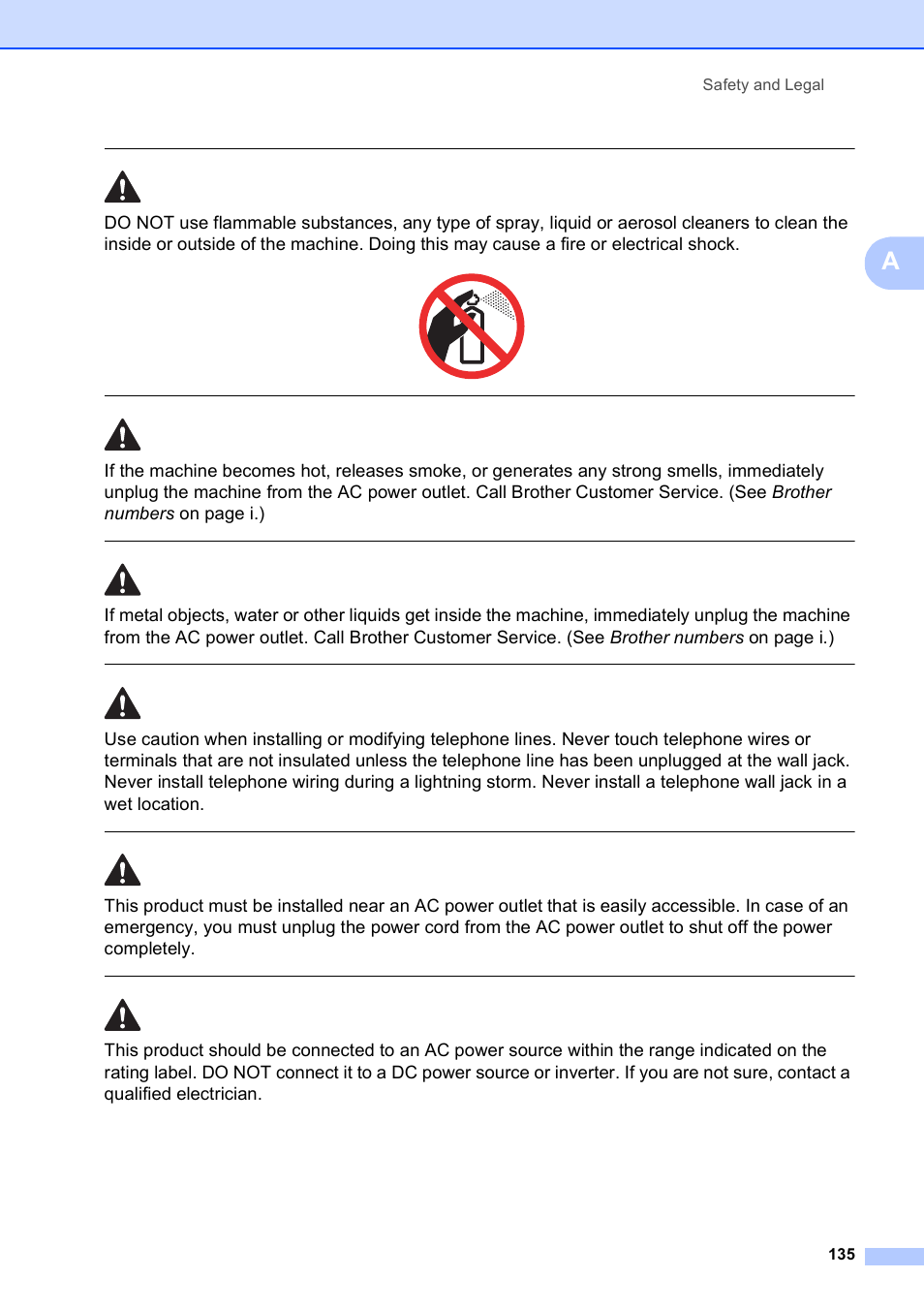 Safety and legal 135 | Brother MFC-790CW User Manual | Page 151 / 240