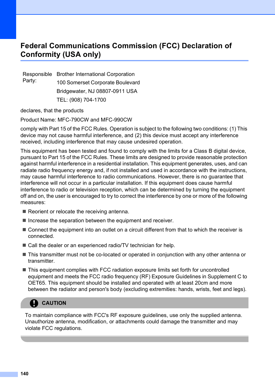 Usa only) | Brother MFC-790CW User Manual | Page 156 / 240